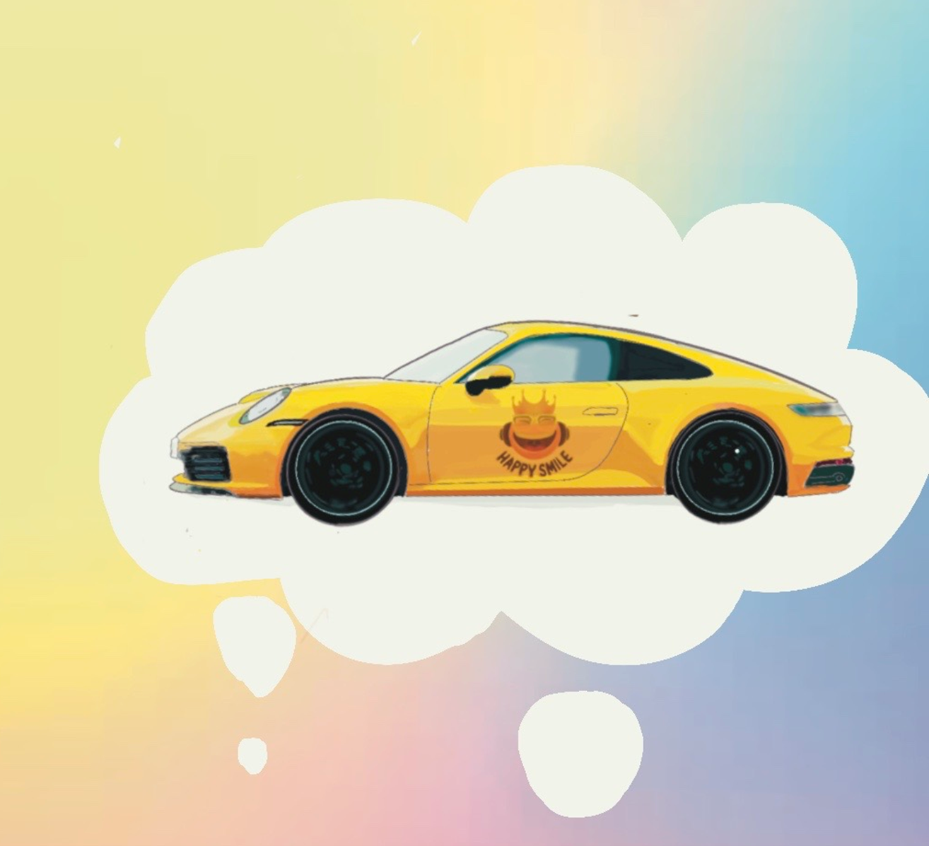 Ocean tarafından çizilen Happy Smile Porsche illüstrasyonu